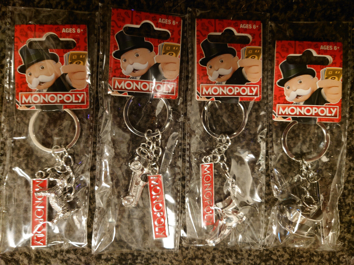 MONOPOLY Official Game METAL Keyring Keychain 4CM silver 2024 HAT CAR DOG