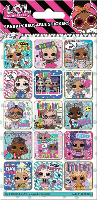 L.O.L. Surprise Next Level Sparkly Reuseable stickers 6 sheet foil LOL STICKER