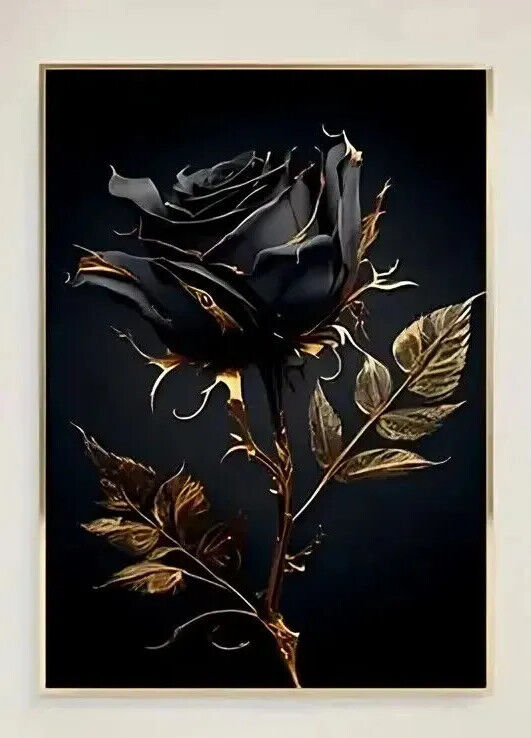 BLACK ROSE Canvas Art Pictures Large BEATUTIFUL CLASSIC GOTHIC GOTH LOVE