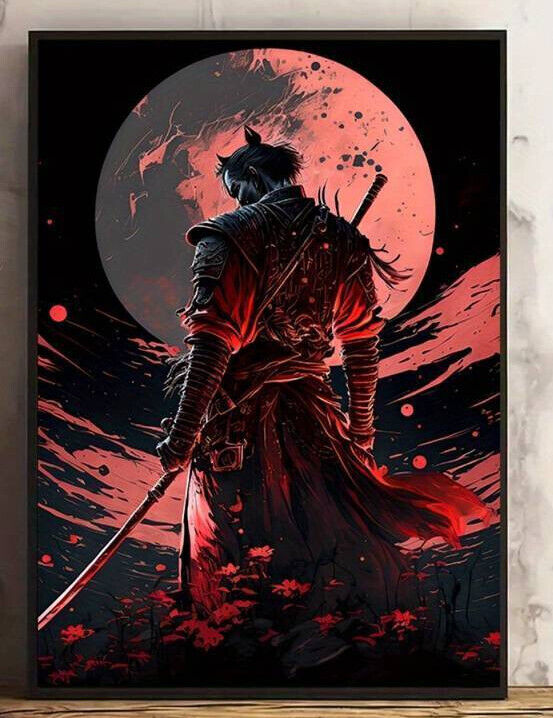 LARGE Japanese Samurai Canvas Wall Art Picture Unframed Stunning SHINOBI WARRIOR