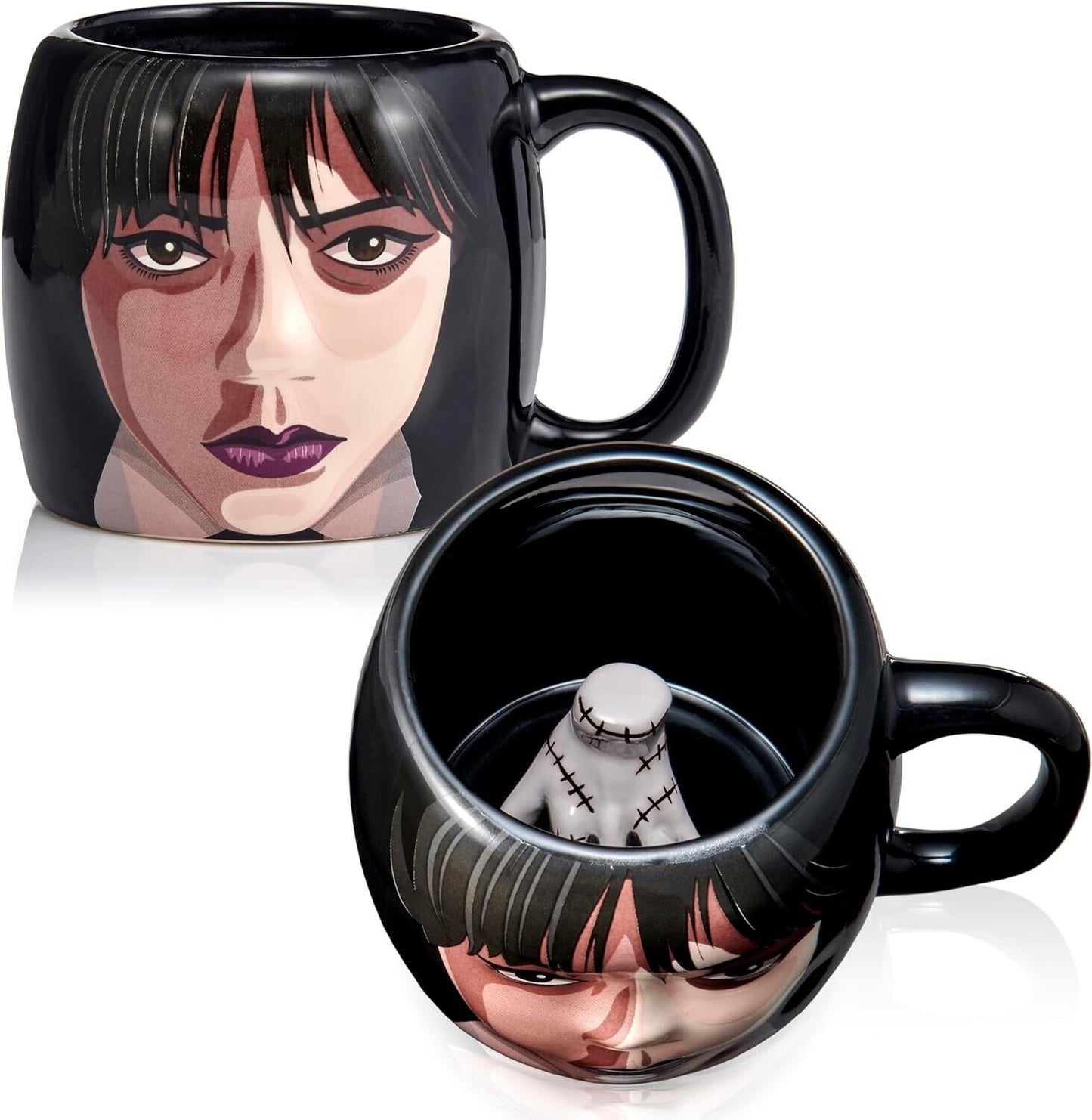 WEDNESDAY ADDAMS FAMILY & SECRET Thing 3D Giftable Mug NETFLIX ORTEGA BLACK CUP