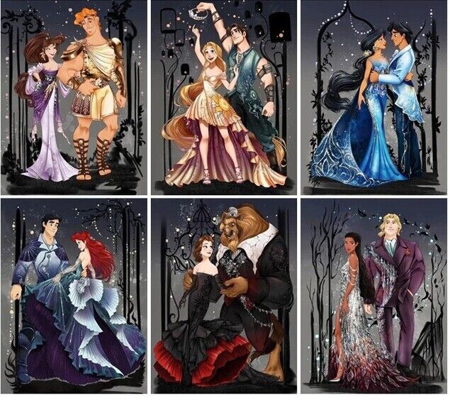 Disney Princes Canvas Wall Art Movie Poster Print Picture Stylish Dancing Love
