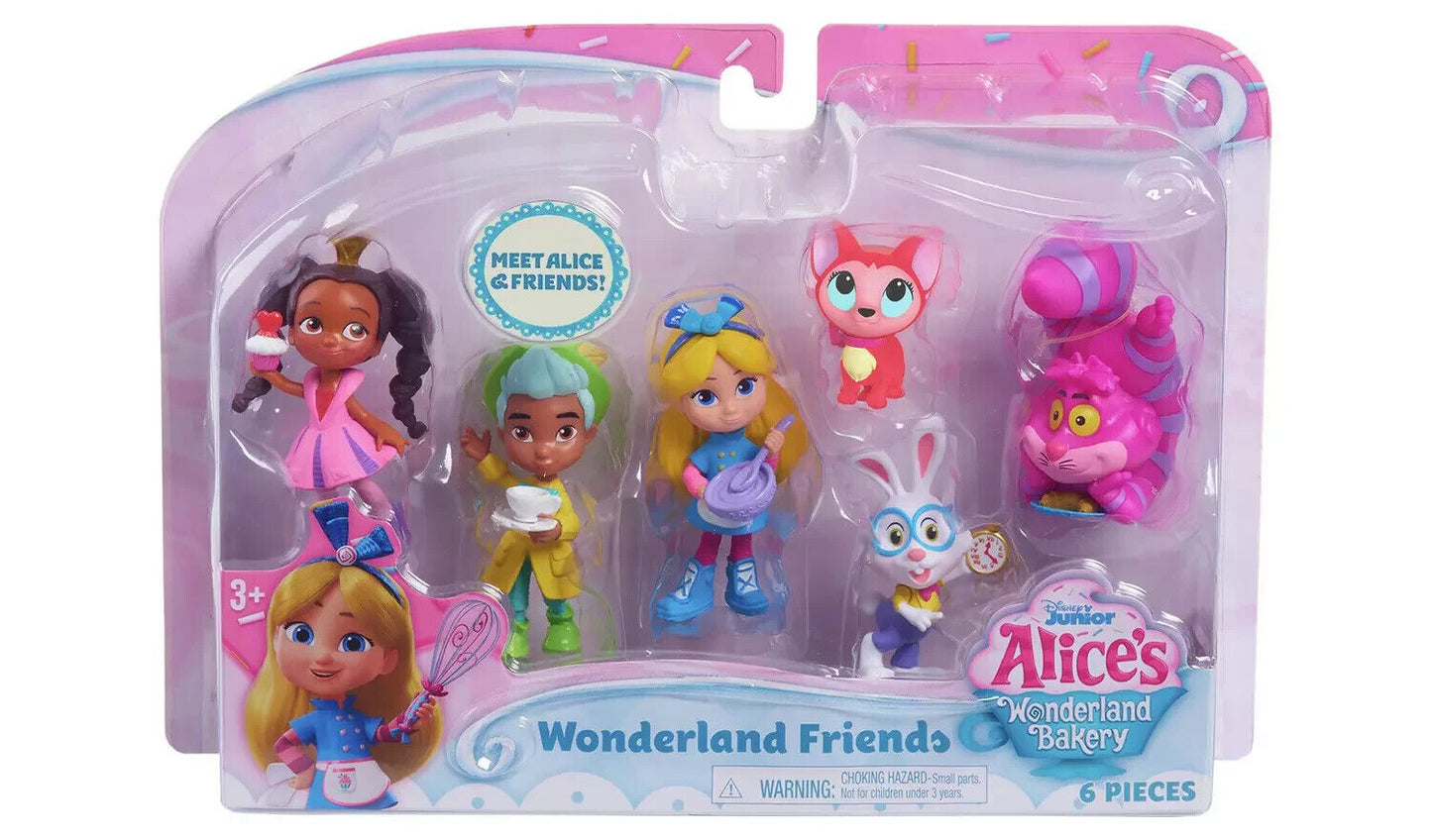 NEW Disney Junior Alice's Bakery Wonderland Friends 6 Figure Pack RABBIT CAT