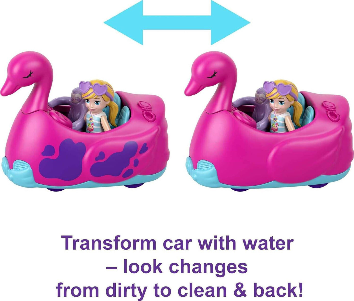 Polly Pocket Pollyville Flamingo Fun Car Wash Playset New Kids Xmas Toy Gift 4+