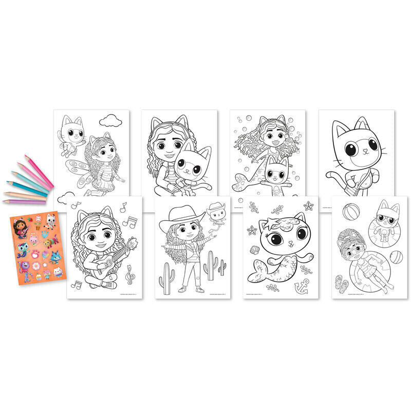 Gabby's Dollhouse CAT ADVENTURES Colouring Activity Set Stickers Colour Pencils
