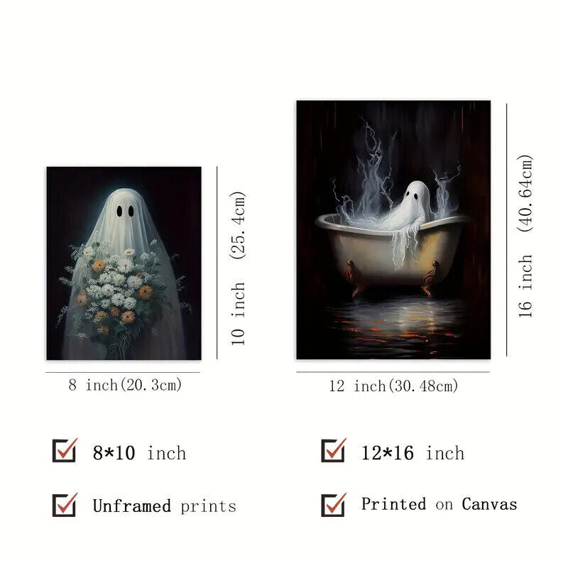 GHOST Horror Canvas Wall Art FUNNY Poster Picture Halloween Friday 13th BATHROOM