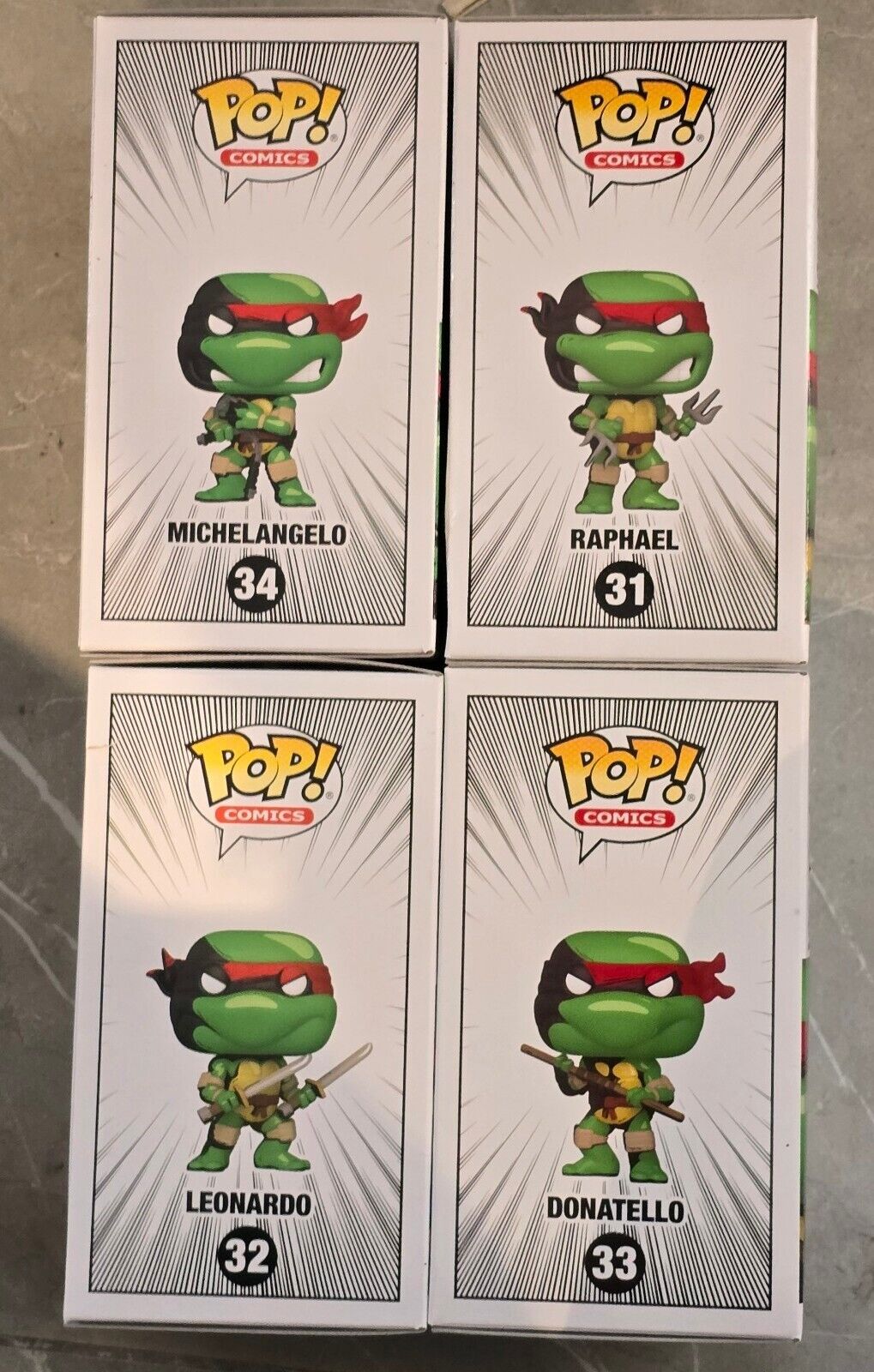 CHASE SET Teenage Muntant Ninja Turtles Funko Pop #31 #32 #33 #34 TMNT FULL