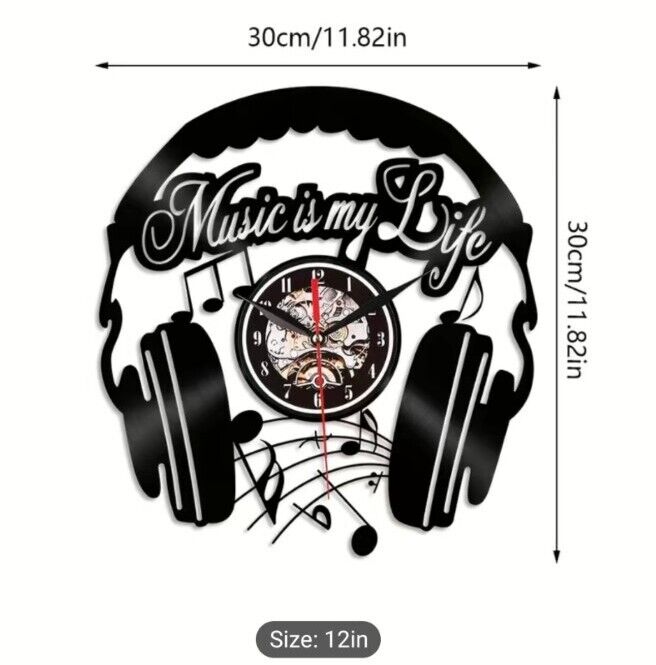 Music Is My Life LP Vinyl Record Wall Clock Best Decor Music Rock Gifts Guitar