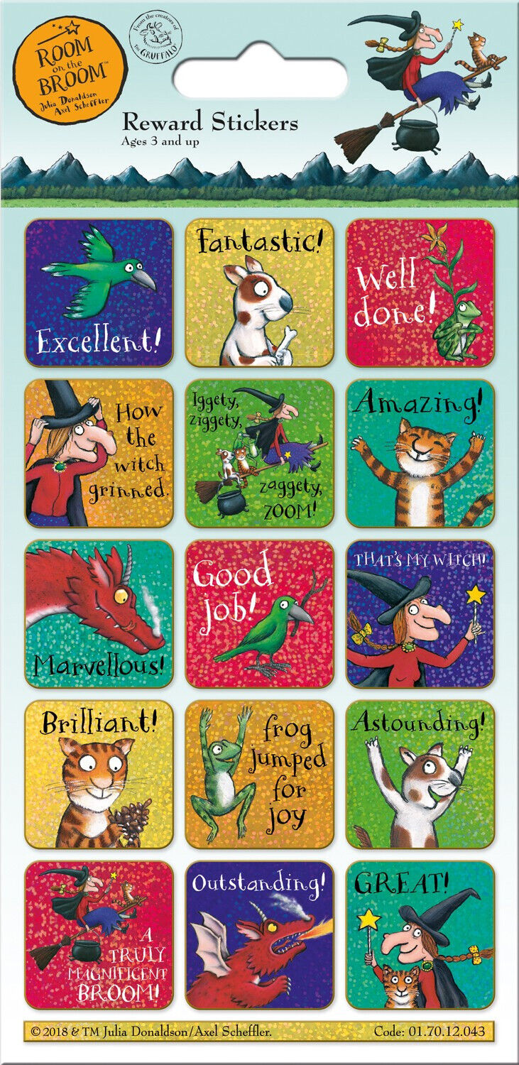 ROOM ON THE BROOM Julia Donaldson STICKERS FOIL REWARD SPARKLY ACTIVITY PACK