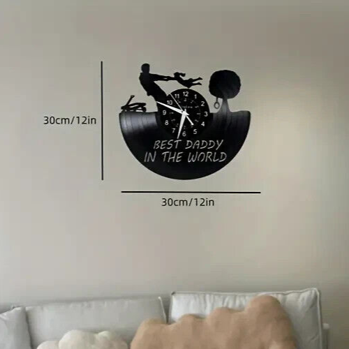 BEST DADDY IN THE WORLD Vinyl Record Wall Clock Gifts Decor FATHERS DAY BRITHDAY