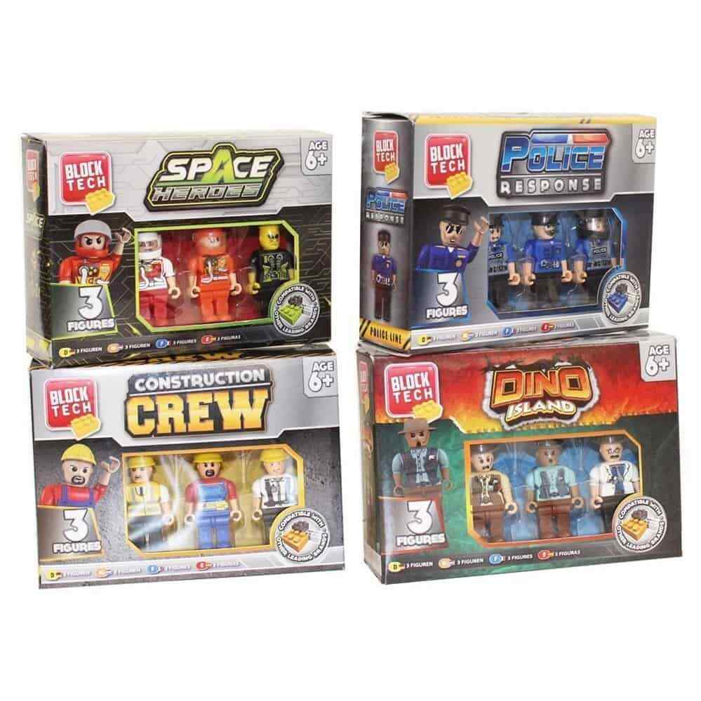 Block Tech 3 Figure Pack SPACE POLICE CONSTRUCTION CREW DINO ISLAND FARMYARD GLA