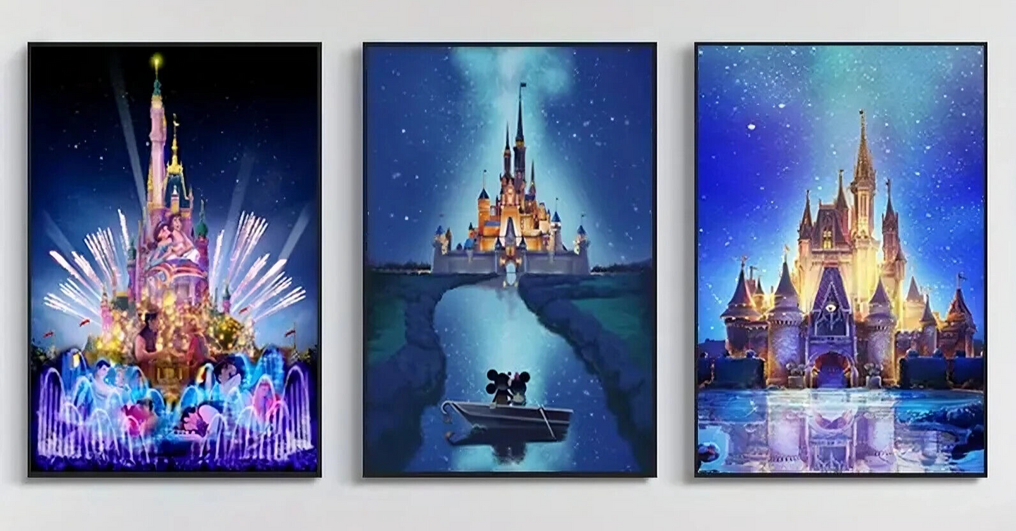 XLarge Disney Mickey & Minnie Mouse Castle Wall UNFramed Canvas Picture 30X42