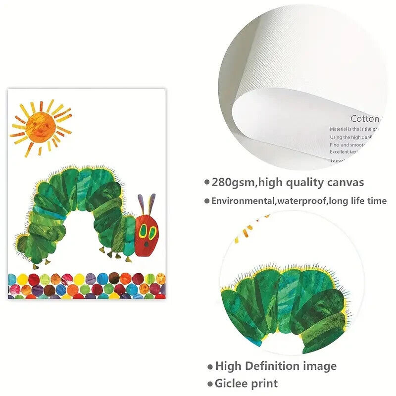 HUNGRY CATERPILLAR Canvas Art Print HOME KIDS CHILDRENS BOOK EDUCATIONAL XMAS