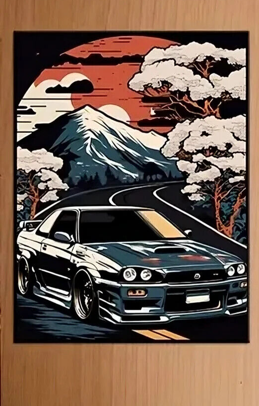 CAR SUPERCAR VINTAGE Poster Aesthetic CANVAS ART VEHICLE SUNSET
