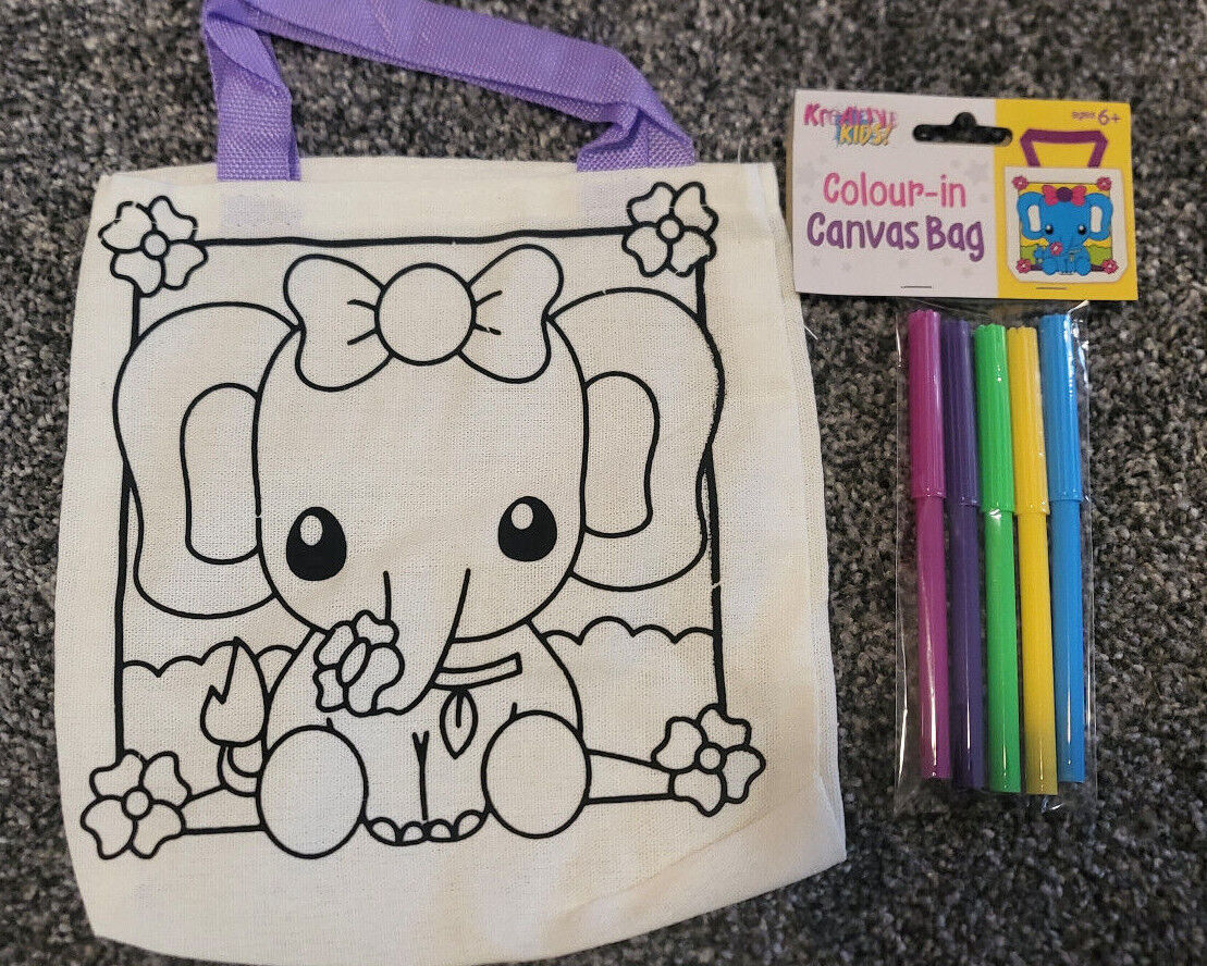 Kreative Kids Colour Your Own Canvas Bag 6 Designs 2 Collect & Colour Choose