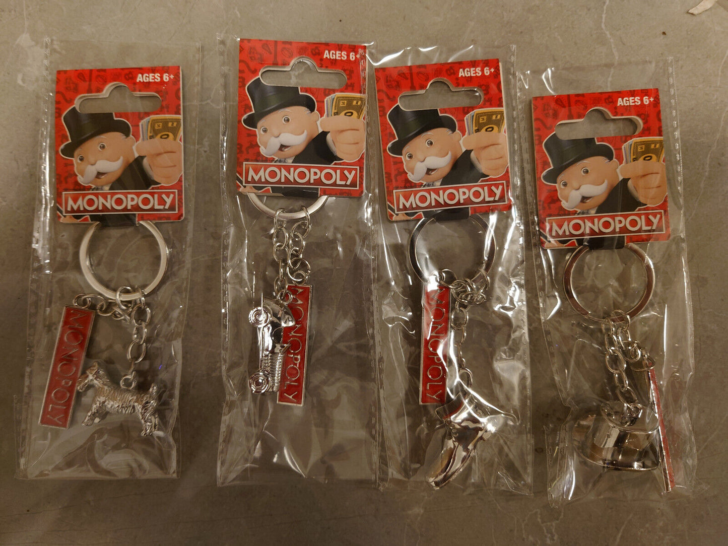 MONOPOLY Official Game METAL Keyring Keychain 4CM silver 2024 HAT CAR DOG