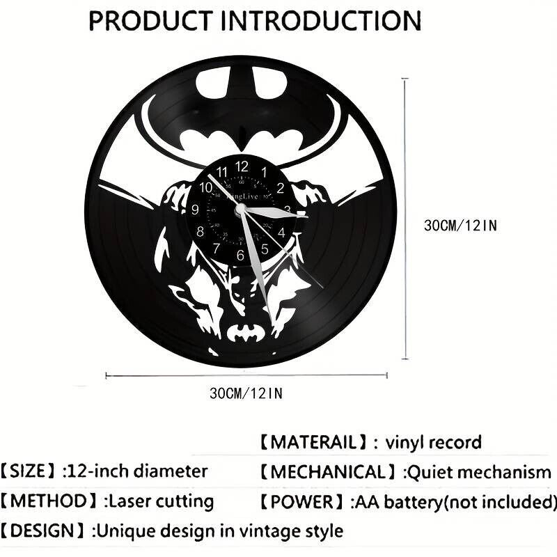 Batman Arkham Asylum DC Comics Vinyl Record Large Wall Clock Birthday Gift Decor