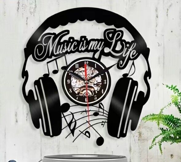 Music Is My Life LP Vinyl Record Wall Clock Best Decor Music Rock Gifts Guitar