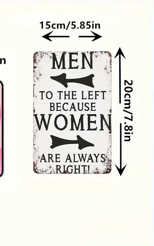 MEN TO THE LEFT AS WOMEN ARE ALWAYS RIGHT wooden SIGN MAN CAVE BAR TOILET WC