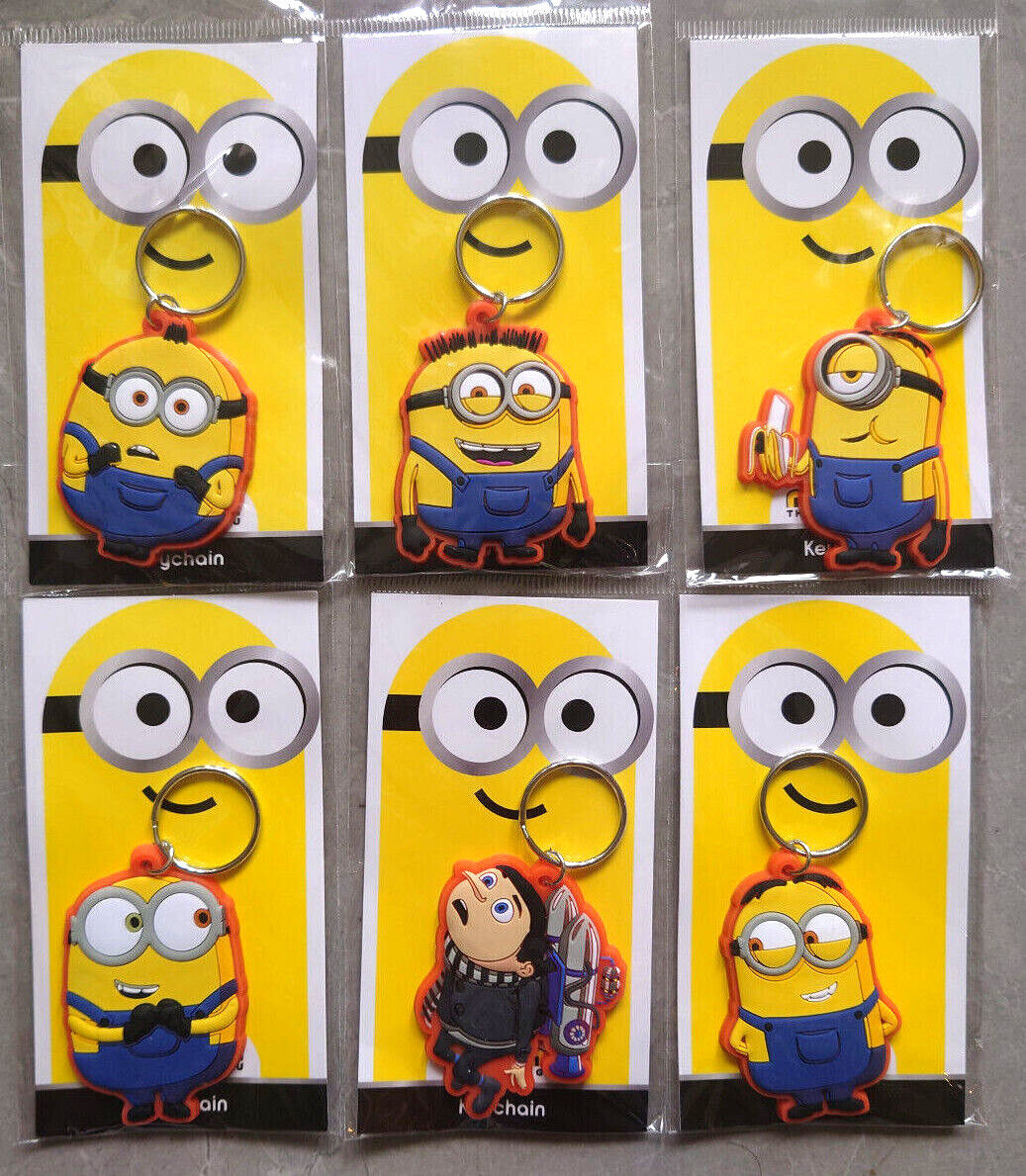 MINIONS 2D Chibi Rubber Keyrings Choose from list New Sealed BOB DAVE GRU STU