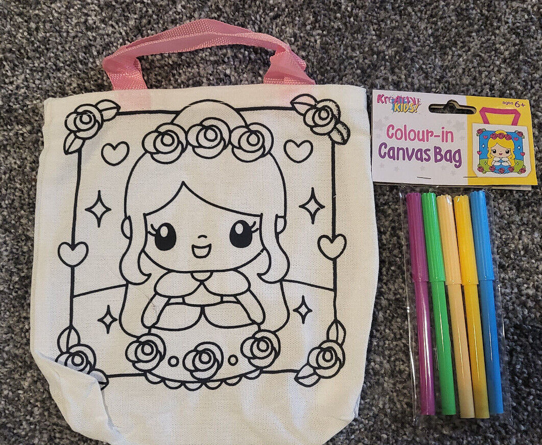 Kreative Kids Colour Your Own Canvas Bag 6 Designs 2 Collect & Colour Choose