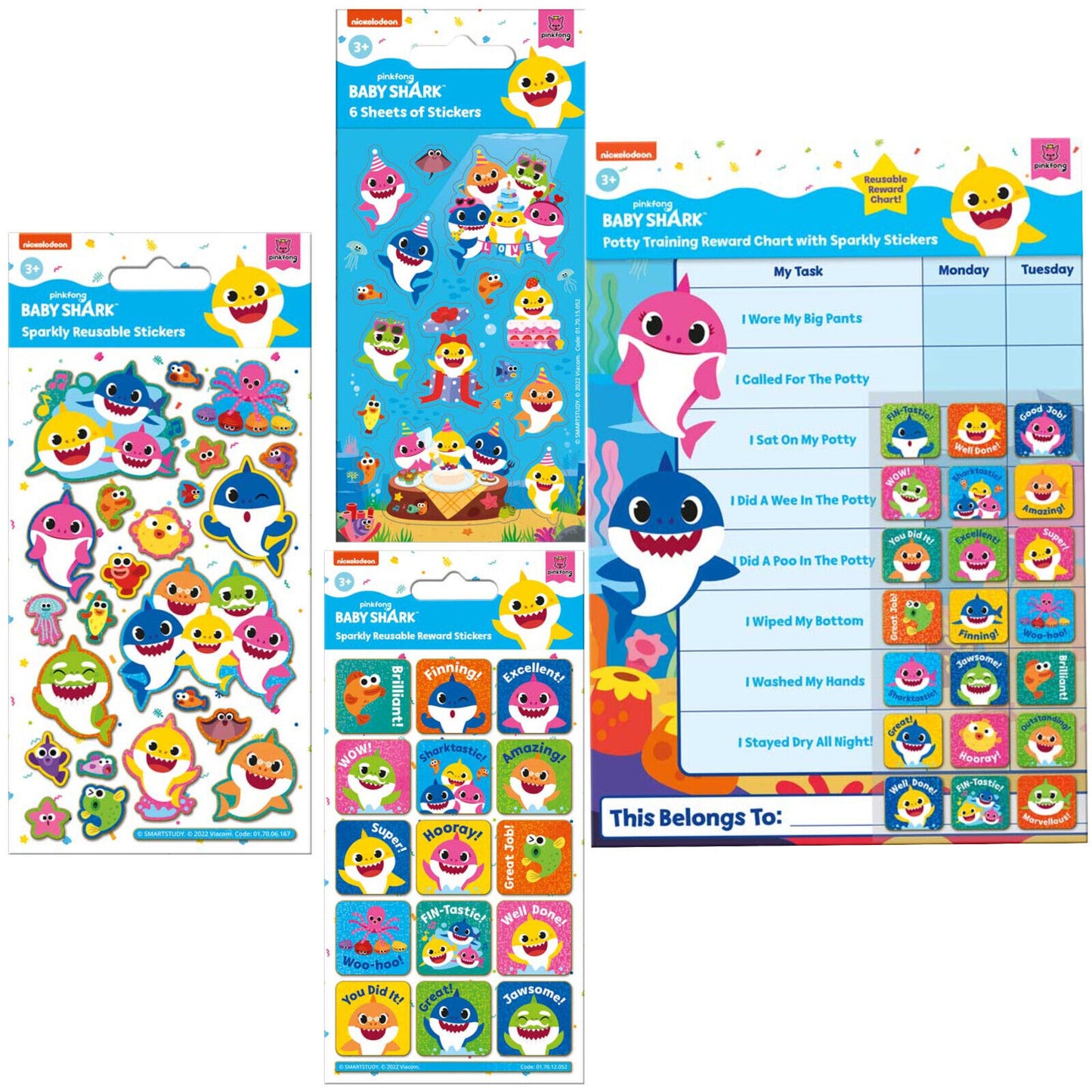 Baby Shark Potty Toilet Training Reward Chart & Stickers sticker nick jr