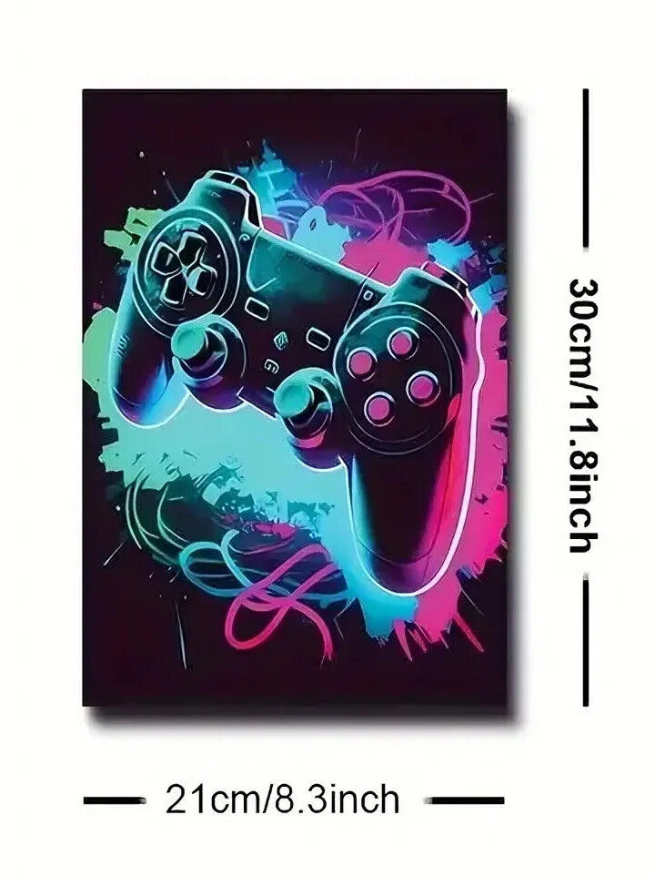 MUSIC GAMER Canvas Art Pictures Large VIRTUAL PC NEON DJ HEADPHONES PS5 PS4