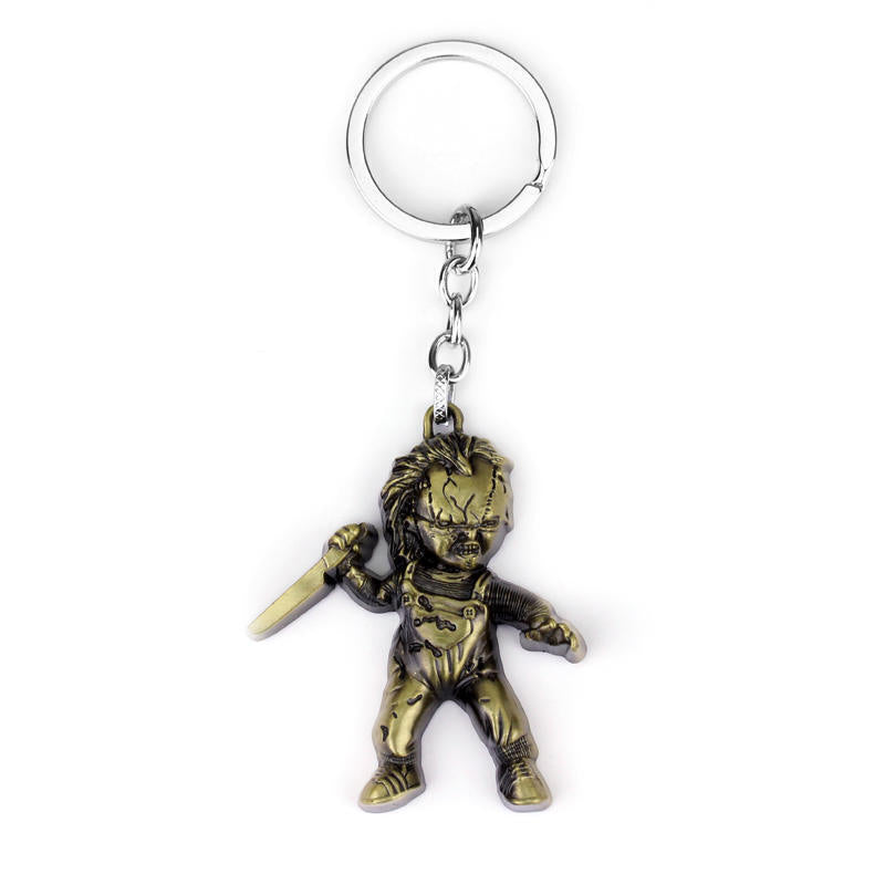 CHUCKY DOLL CHILDS PLAY FIGURE KEYRING KEYCHAIN METAL STEEL MOVIE HORROR