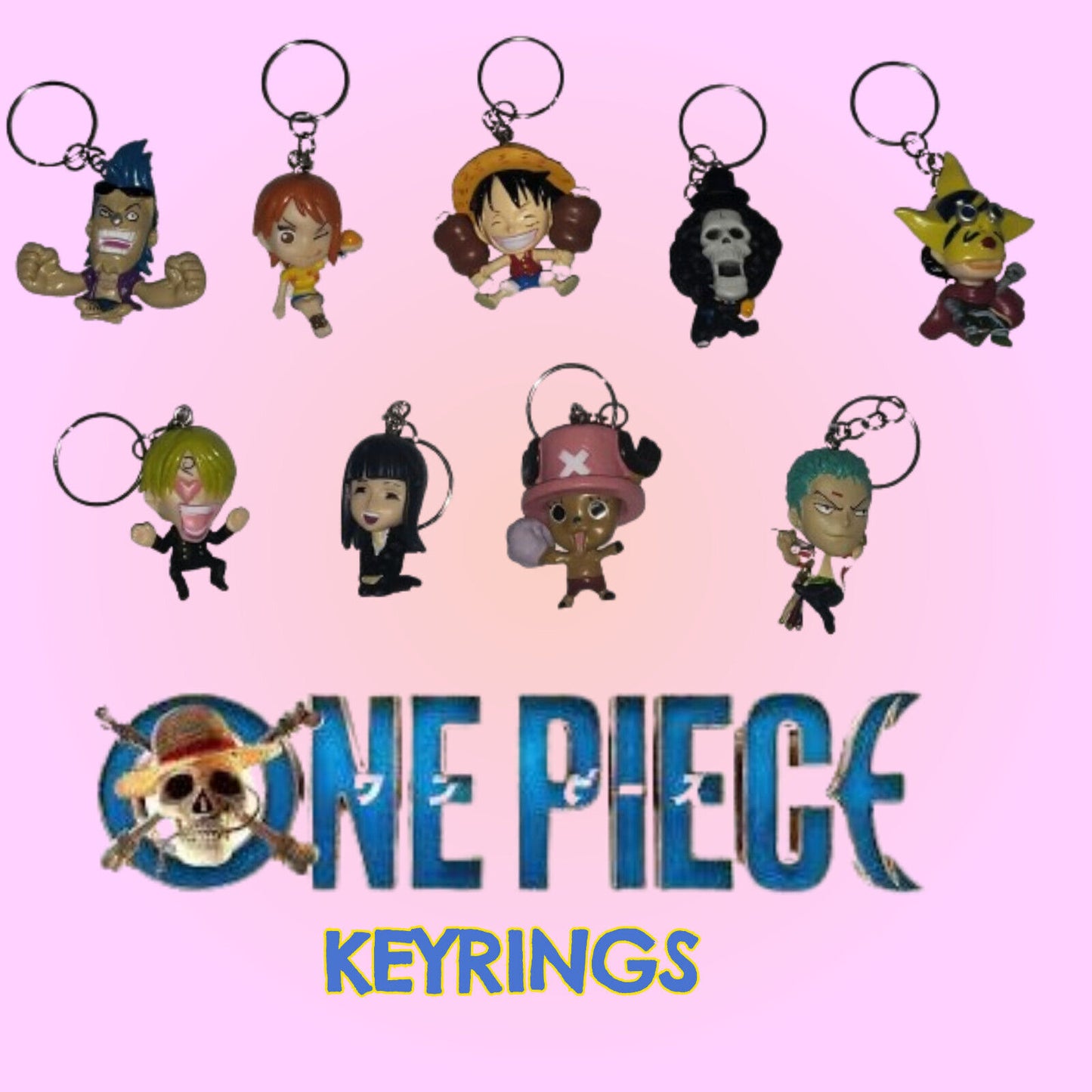 Anime One Piece LUFFY PVC Keyring Keychain Figure Model Pendant 🇬🇧 WANTED