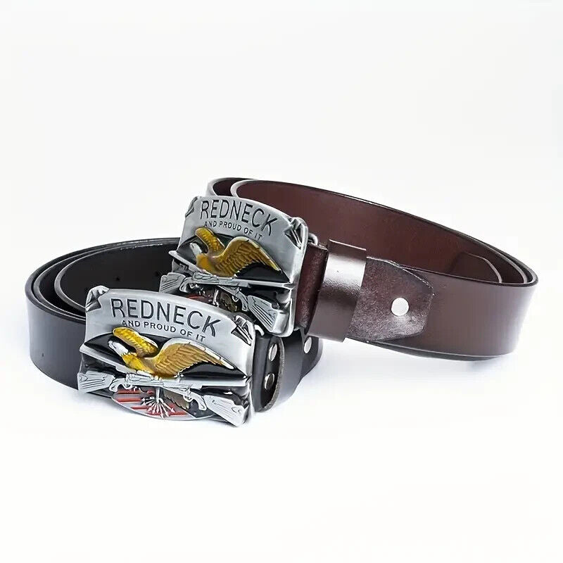 REDNECK AND PROUD OF IT Belt Buckle USA Flag Belt Buckle EAGLE SHOTGUN GUN TRUMP