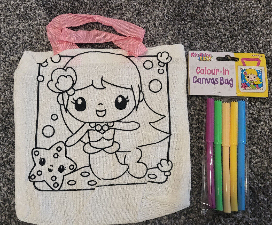 Kreative Kids Colour Your Own Canvas Bag 6 Designs 2 Collect & Colour Choose