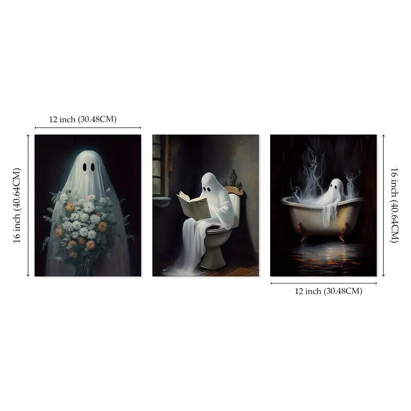 GHOST Horror Canvas Wall Art FUNNY Poster Picture Halloween Friday 13th BATHROOM