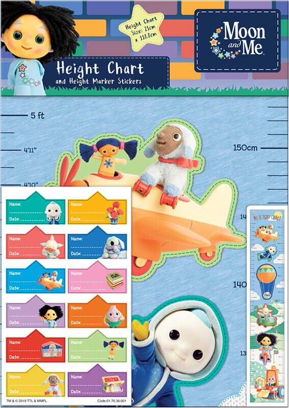 Moon and Me Height Chart & STICKERS 119cm x 21cm OFFCIAL STOCKING FILLING KIDS