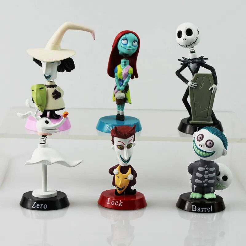 Disney Nightmare Before Christmas Mini Bobble Spring Head Figures Jack Zero