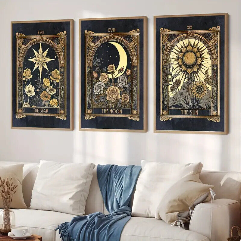Tarot Card Mystic Sun Moon Star Canvas Art Pictures Large Cosmo Future