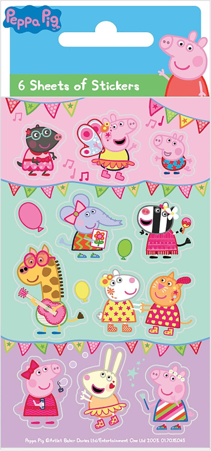 Peppa Pig Rainbow Foil Reward Sticker Pack Reusable Party Pack Carnival Dress up