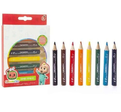 Cocomelon Jumbo Pencils Vibrant Bright Colours for Colouring & Drawing 8 Pack