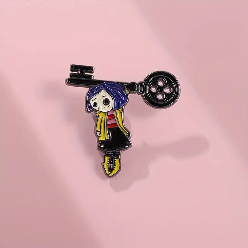 Coraline Doll Pin Enamel Metal Badge Lapel Button Cult Movie Neil Gaiman Book