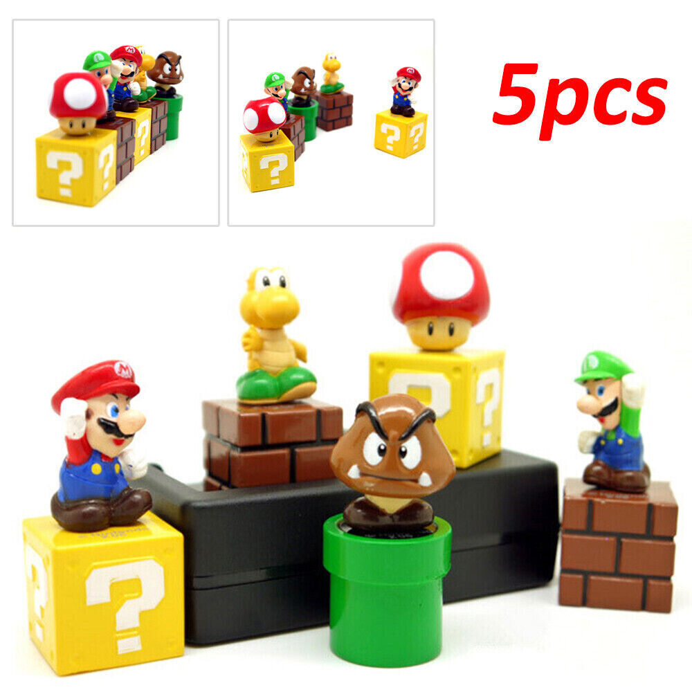 5Pcs Super Mario Bros Mini Figures Toys BORHTERS LUIGI TOAD KOOPA GOOMBA SET