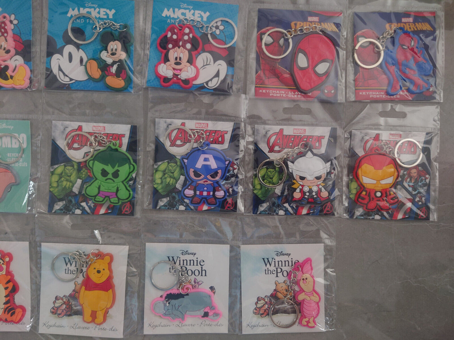 Disney & Marvel Characters Licensed Keyrings pooh micky toy story minni buzz