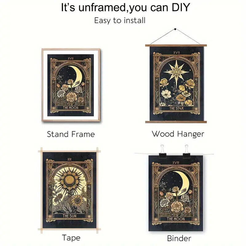 Tarot Card Mystic Sun Moon Star Canvas Art Pictures Large Cosmo Future