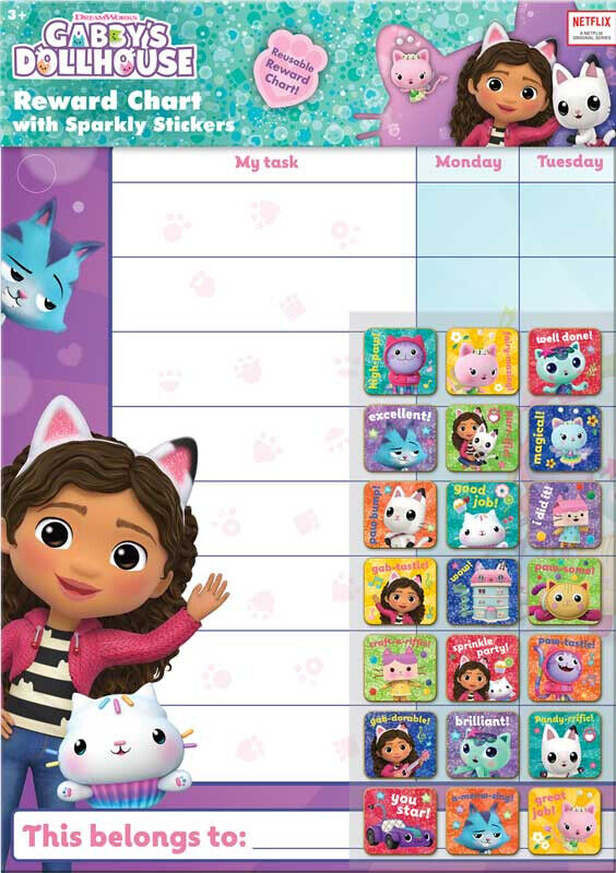 Gabbys Dollhouse Reward Chart STICKER SCENE STICKERS FOIL gabby's doll house