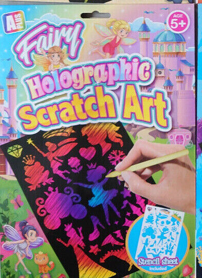 Holographic Scratch Art Kits BOYS AND GIRLS Kids Adults Engraving Craft Set