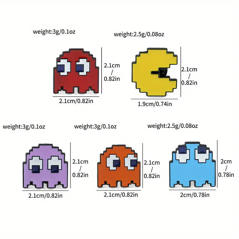PACMAN Enamel Pin Badge GHOST BANDI NINTENDO GAME GAMING PAC MAN BLUE YELLOW