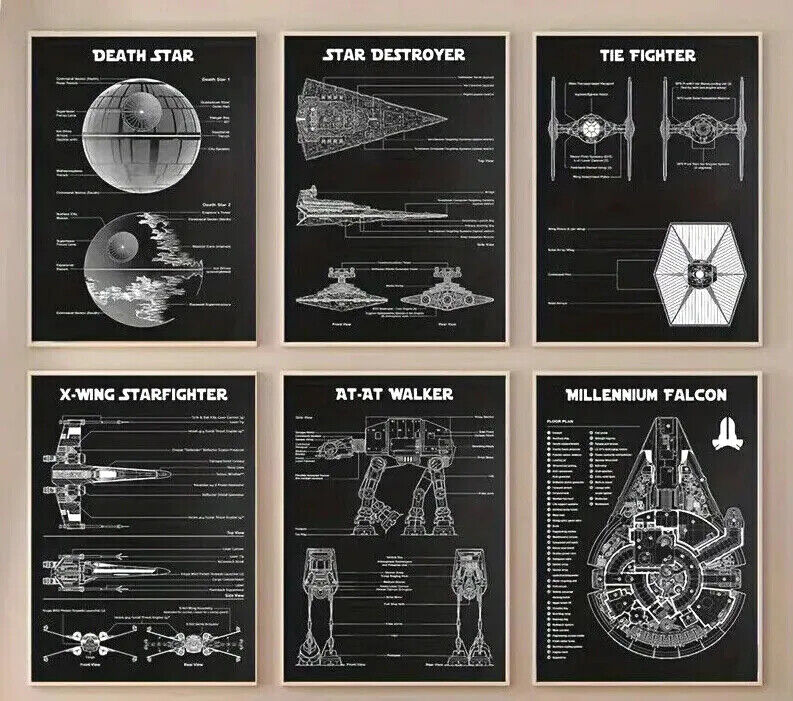 Star WARS Canvas Wall Art Movie Poster Print DISNEY DEATH STAR FALCON DESTROYER