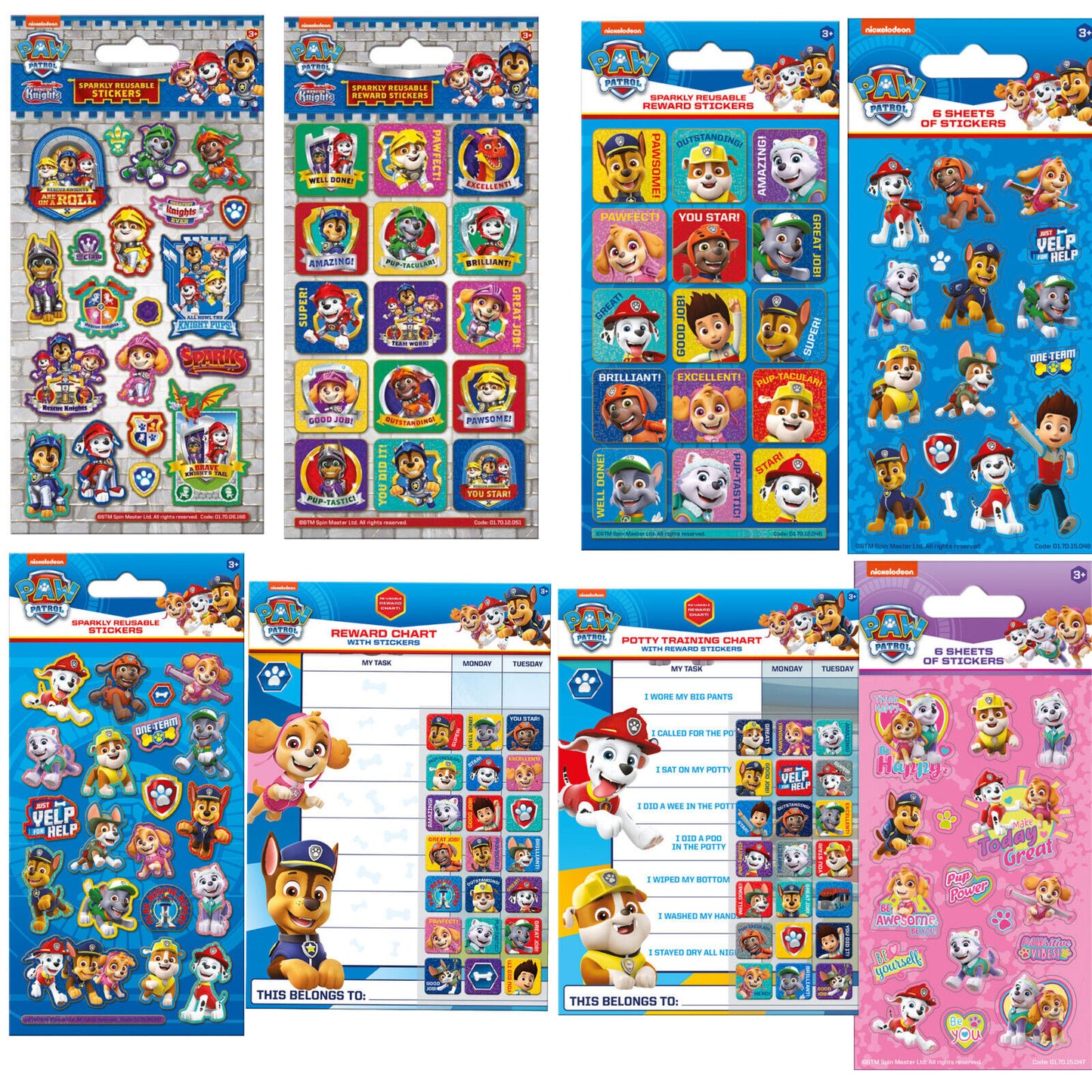 Paw Patrol Reward Chart Stickers Reusable STICKER SETS YOU CHOOSE GREAT PRICE