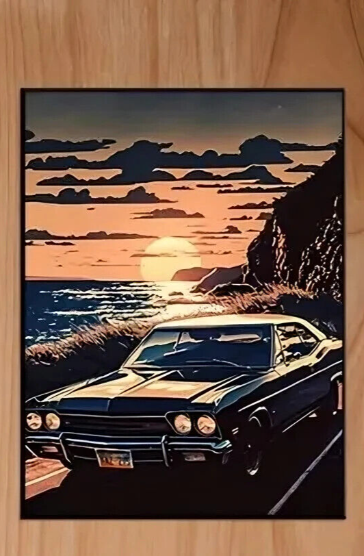 CAR SUPERCAR VINTAGE Poster Aesthetic CANVAS ART VEHICLE SUNSET