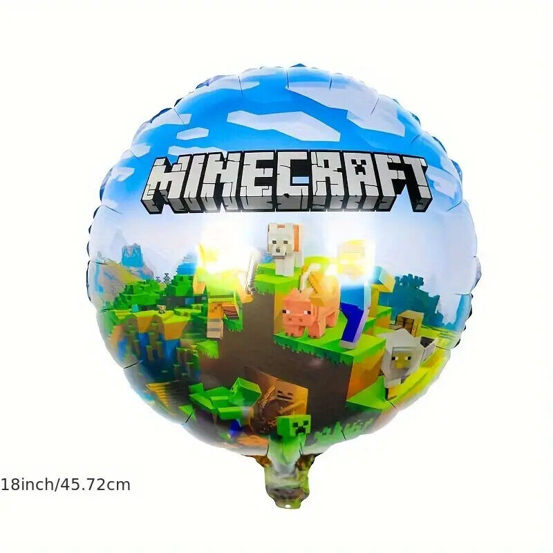 MINECRAFT GAMING PARTY SUPPLIES BALLOONS TOPPERS VIDEO GAME BIRTHDAY DECORATIONS