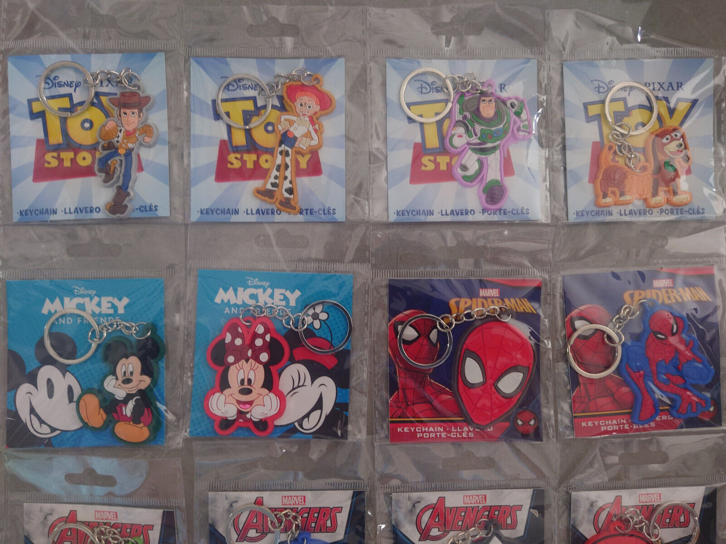 Disney & Marvel Characters Licensed Keyrings pooh micky toy story minni buzz
