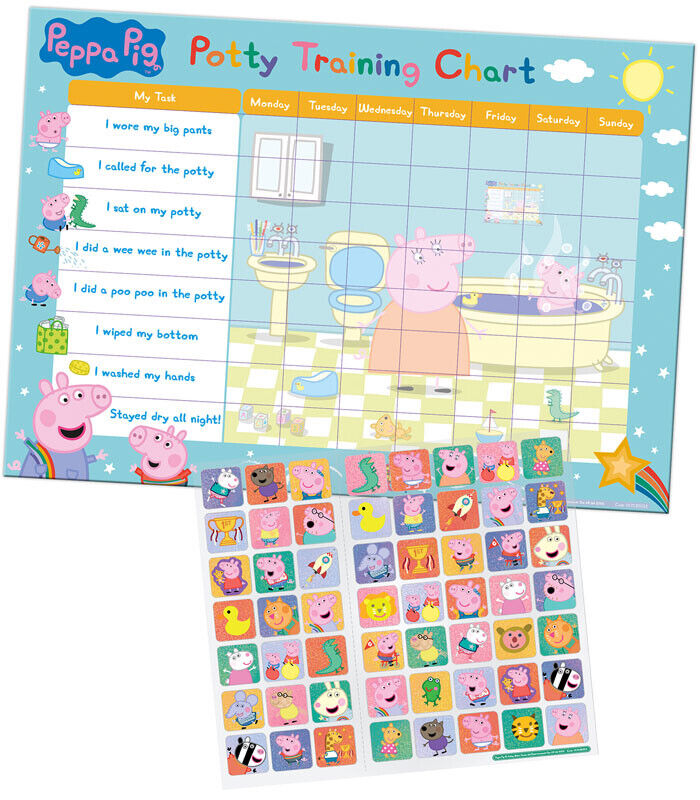 Peppa Pig Bath and Bed Reward Chart with Stickers POTTY & STANDARD YOU CHOOSE